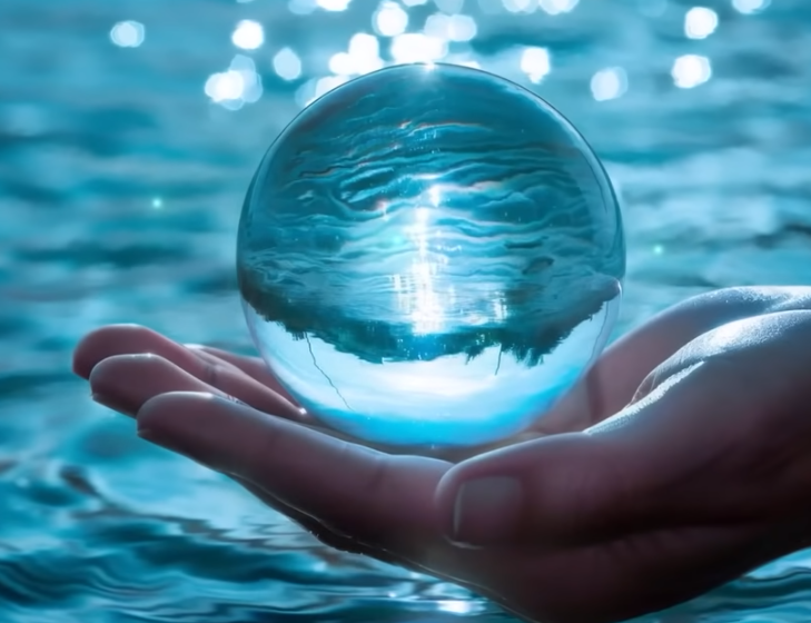 cristal sobre mano