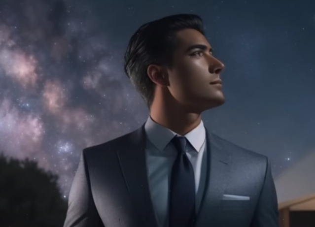 hombre y fondo de estrellas